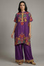 Dark Magenta Silk Embroidered Co-Ord Set - red silk saree embroidered