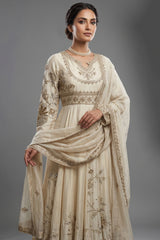 Ivory Hand Embroidered Anarkali Set with Dupatta