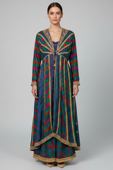 Blue Silk Printed Co-Ord Set with Sequin Embroidery Work