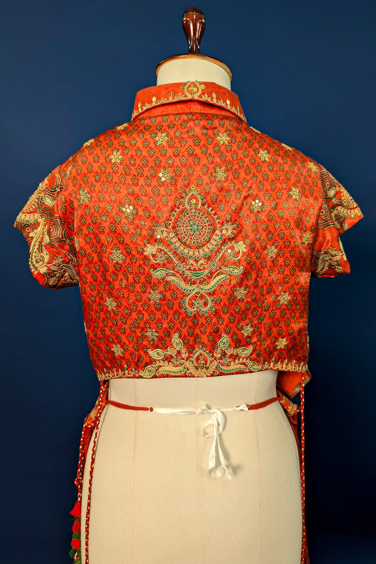 Rust Orange Satin Silk Printed Co-Ord Set - orange silk saree