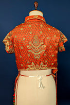 Rust Orange Satin Silk Printed Co-Ord Set - orange silk saree