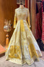 Golden Beaded Work Designer Anarkali Suit - gold saree