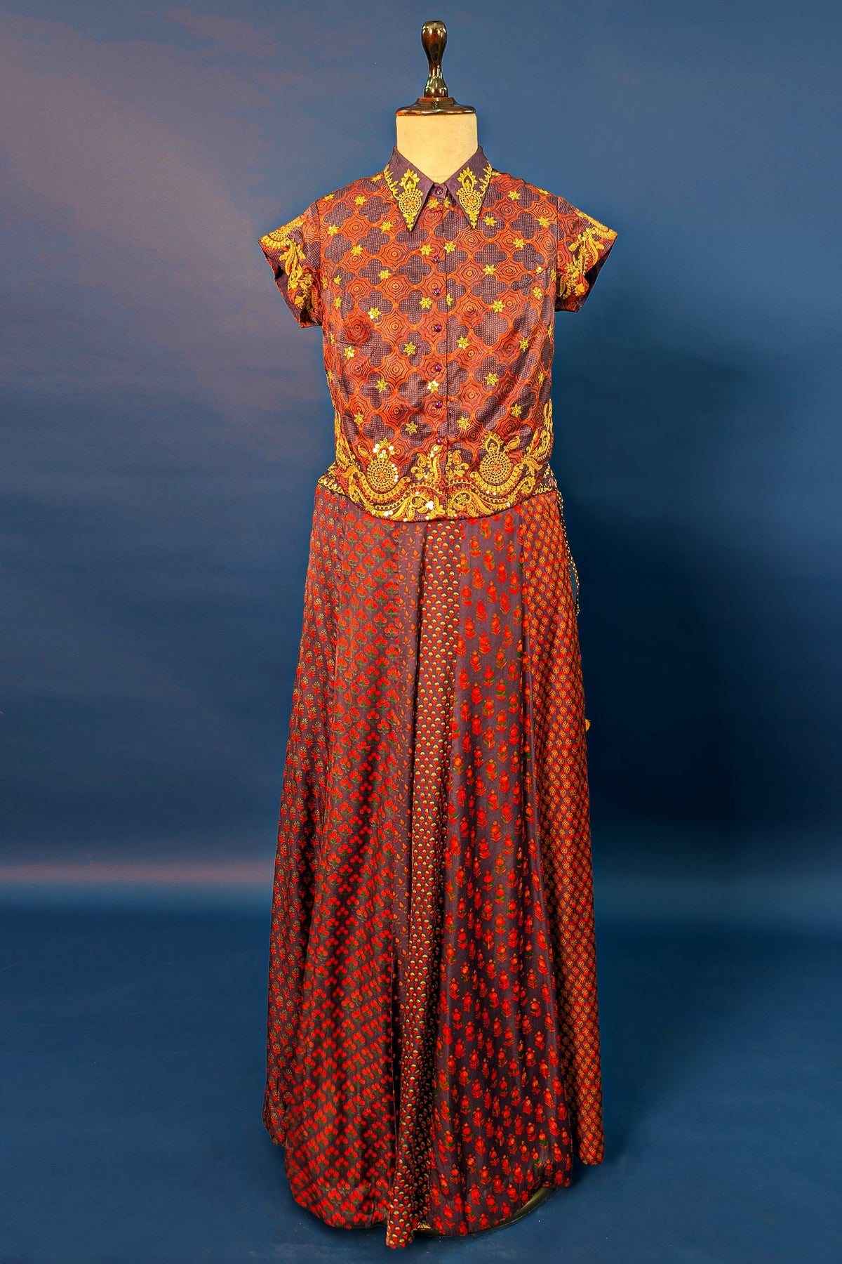 Twilight Lavender Satin Printed Co-Ord Set with Sequin Embroidery Work