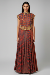 Twilight Lavender Satin Printed Co-Ord Set with Sequin Embroidery Work