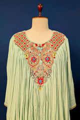 Pista Green Chinon Georgette Co-Ord Set with Embroidery and Sequin Work