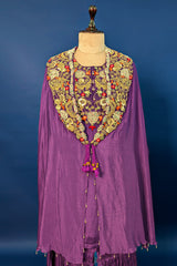 Magenta Chinon Georgette Co-Ord Set with Embroidery and Bead Work