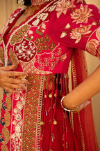 Pink Satin Organza Handworked Designer Palazzo Set - pink satin saree