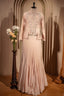 Light Peach Silk Cutdana Beaded Co-Ord Set - peach silk saree