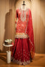 Red Silk Patola Printed Palazzo Suit with Sequin and Beads Work - red silk saree patola