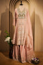 Light Pink Silk Designer Zardosi and Beads Worked Palazzo Suit - pink silk saree