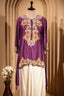 Purple Raw Silk Mirror and Thread Embroidered Top with Draped Skirt - red silk saree embroidered