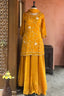 Mustard Satin Organza Gota Worked Lehenga Suit - mustard satin saree