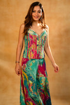 Multi Colored Printed Co-Ord Set - red saree
