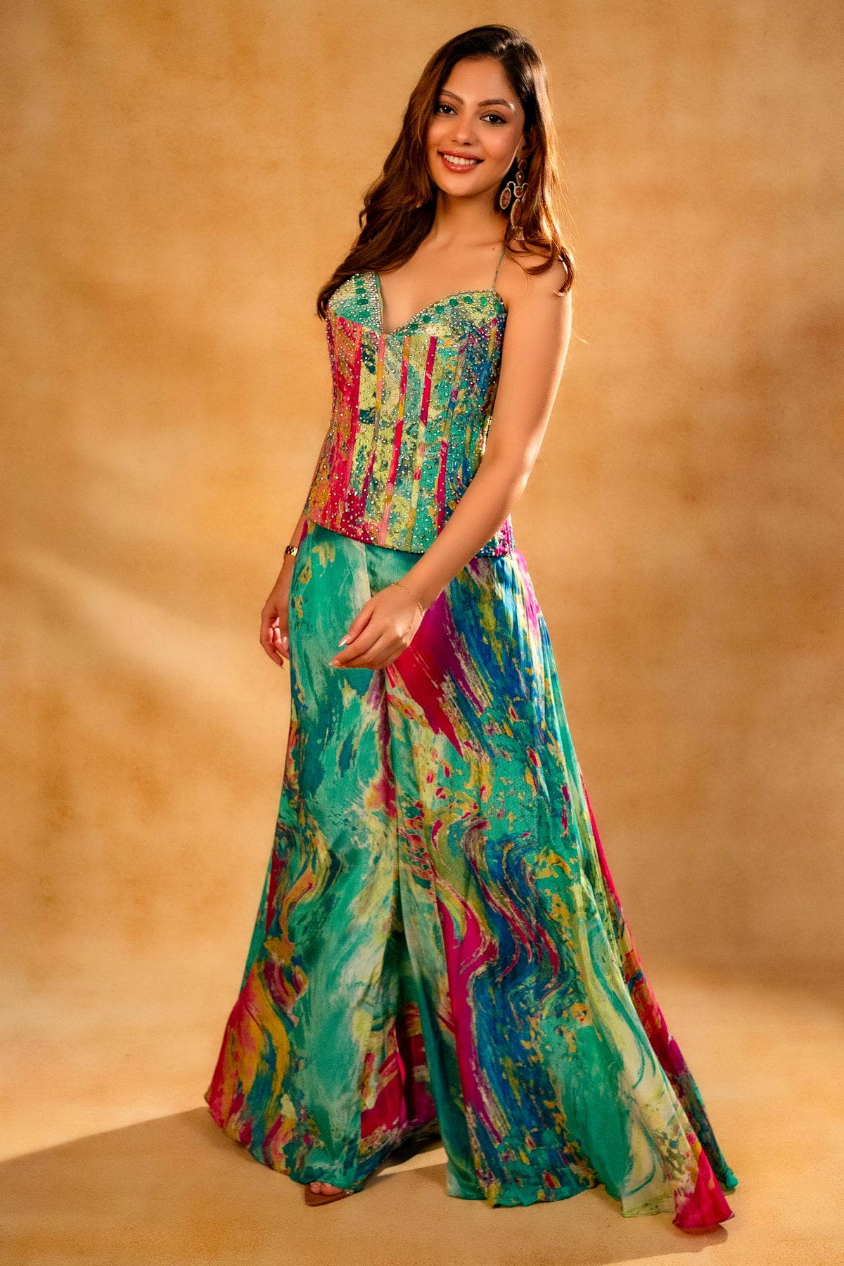 Designer Multi Colored Printed Co-Ord Set for glamorous evening attire