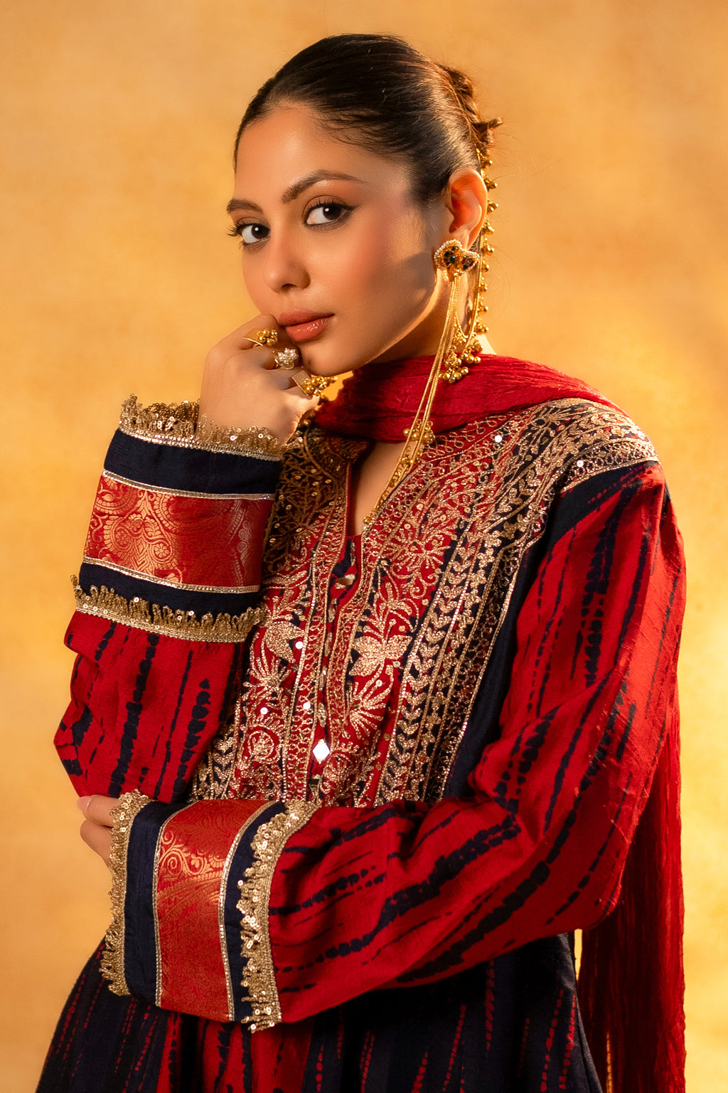 Maroon and Dark Navy Blue Raw Silk Choga Style Suit - maroon silk saree