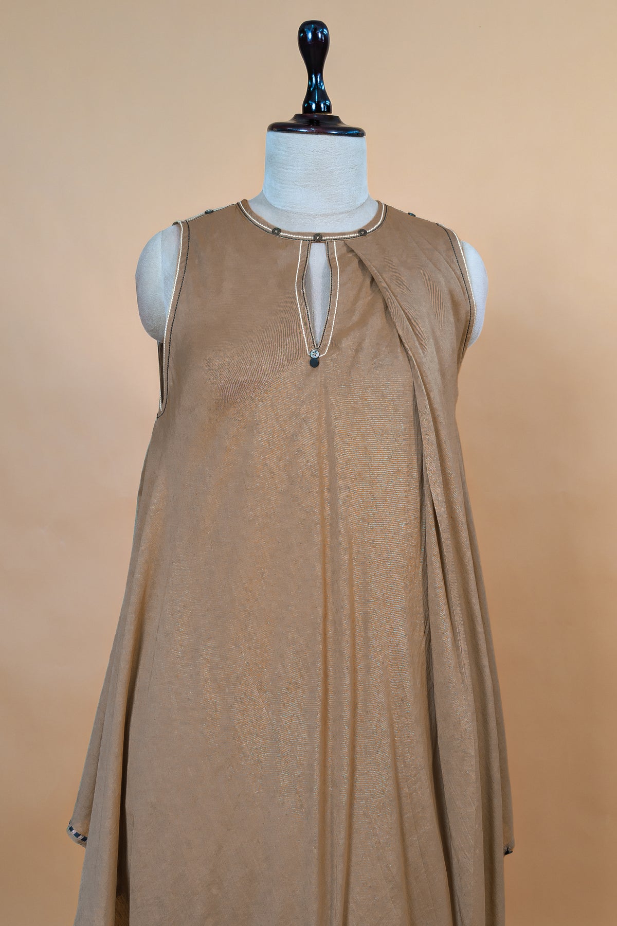 Beige Cotton Silk Solid Co-Ord Set styled with minimal accessories
