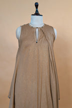 Beige Cotton Silk Solid Co-Ord Set styled with minimal accessories