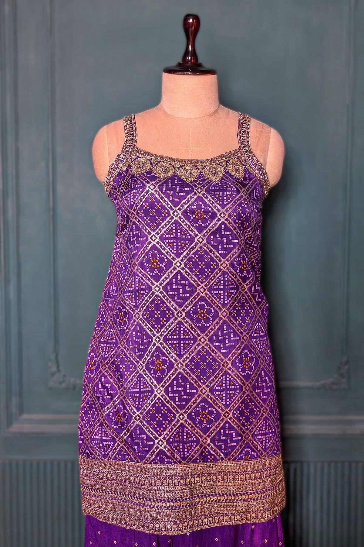 Purple Art Silk Printed Straight Cut Palazzo Suit - purple silk saree