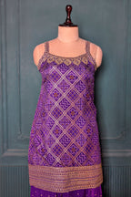 Purple Art Silk Printed Straight Cut Palazzo Suit - purple silk saree