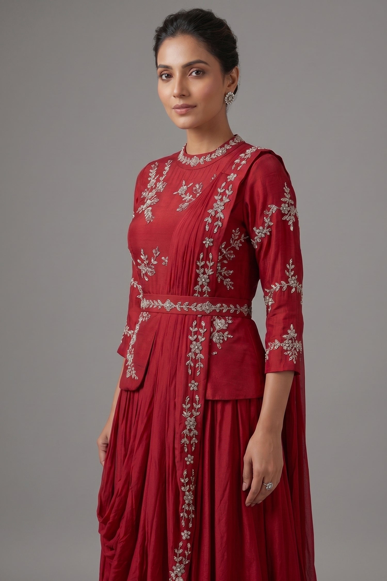red embroidered outfit
