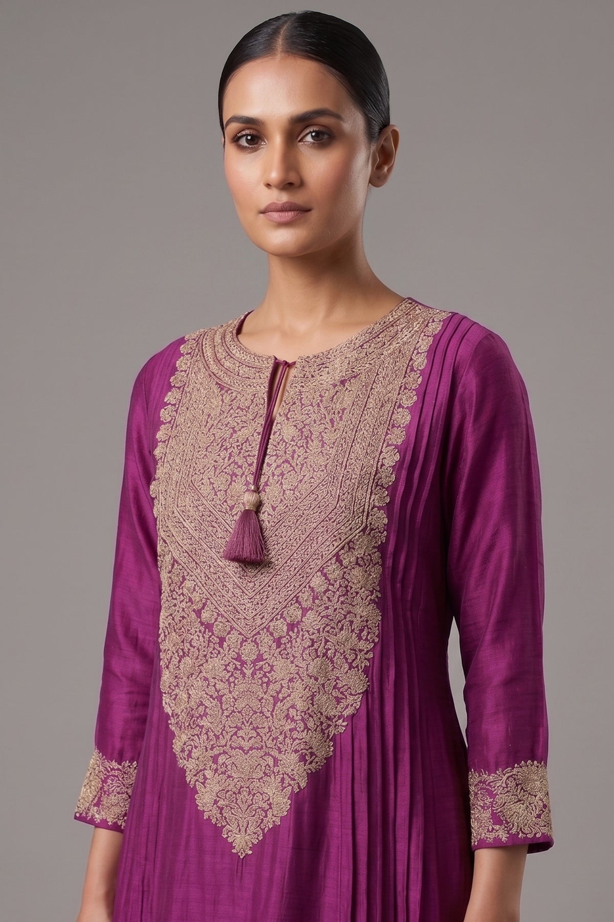 Purple Silk Gota and Sequin Worked Lehenga Suit