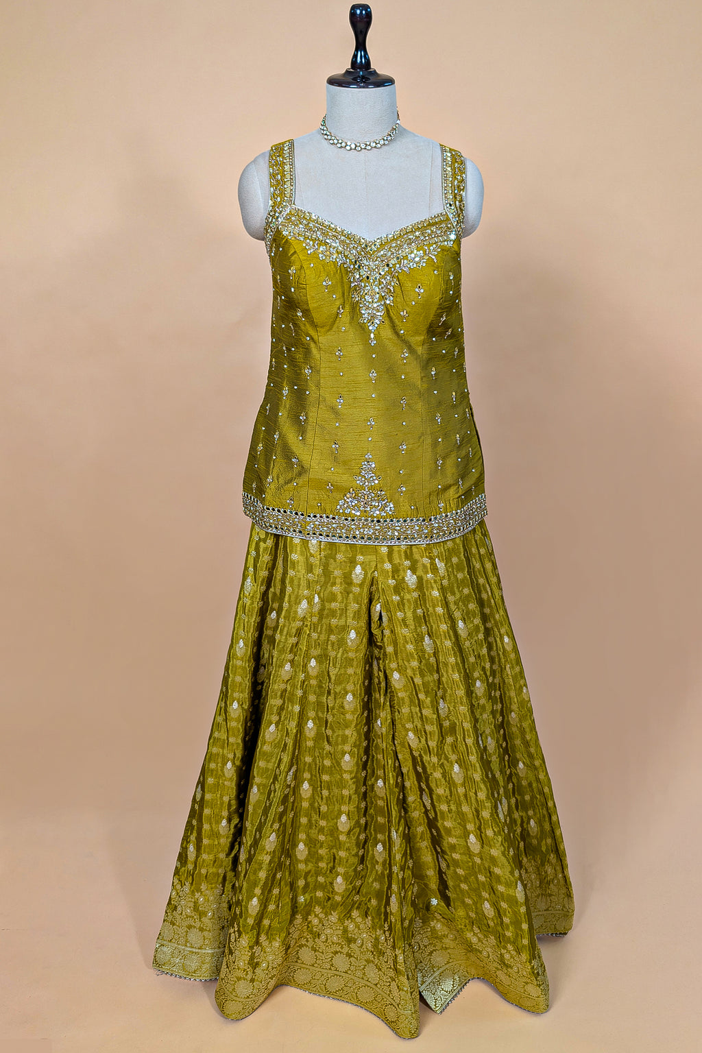 Oxblood Maroon Chinon Silk Draped Indo-Western Dress featuring Cutdana & Crystal Bodice