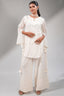 Classic White Handcrafted Chikankari Cotton Co-ord Set with Sheer Bell Sleeves and Tassel Accents