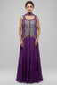 Purple Chinon Bandhej Printed Palazzo Suit with Sequin Embroidery Work