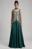 Green Chinon Bandhej Printed Palazzo Suit with Sequin Embroidery Work