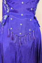 Purple Crepe Silk Woven Work Palazzo Suit with Cutdana and Diamond Work