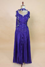 Purple Crepe Silk Woven Work Palazzo Suit with Cutdana and Diamond Work