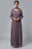 Mauve Georgette Sequin Worked Slit Cut Palazzo Suit