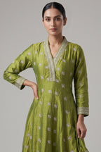 Olive Green Art Silk Embroidered Anarkali Suit