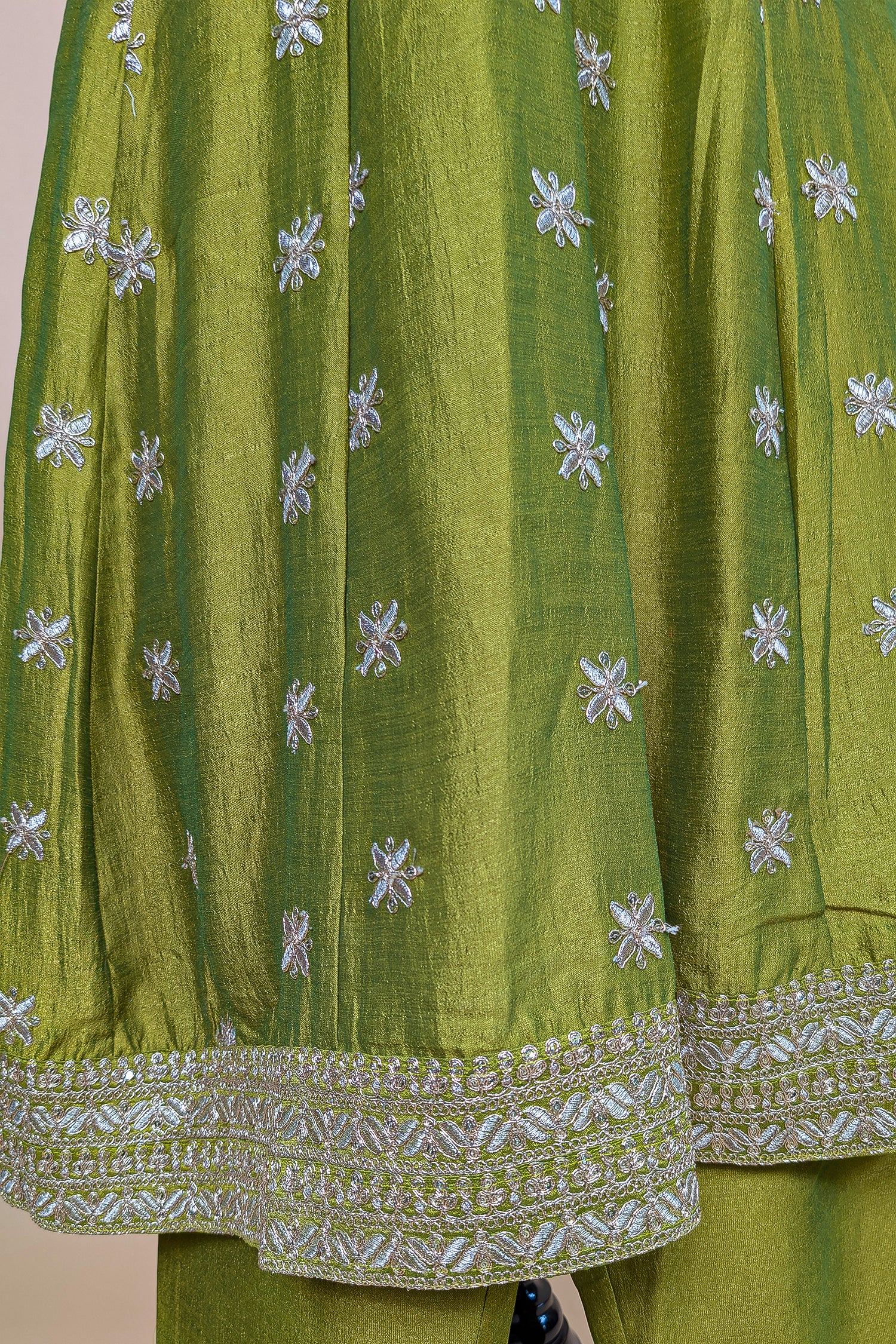 Olive Green Art Silk Embroidered Anarkali Suit