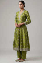 Olive Green Art Silk Embroidered Anarkali Suit