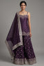 Purple Raw Silk Mirror Embroidered Palazzo Suit