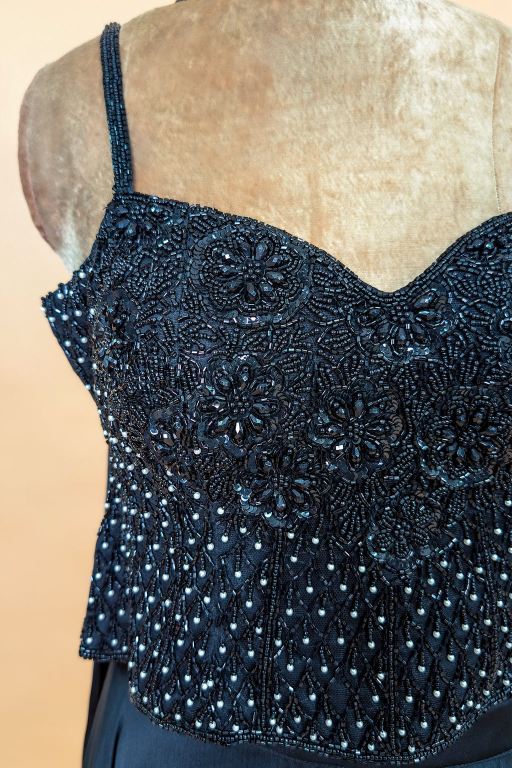 Black Net Cutdana Worked Crop Top Palazzo Set with Attached Dupatta