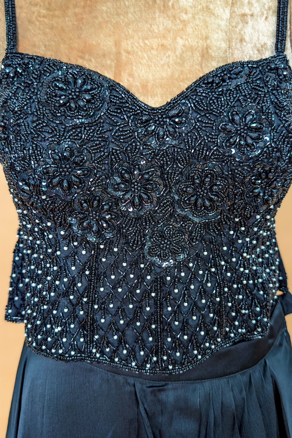 Black Net Cutdana Worked Crop Top Palazzo Set with Attached Dupatta