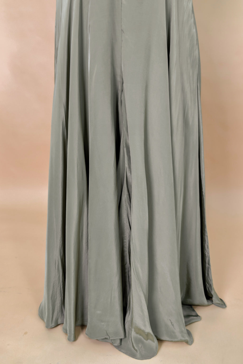 Grey Crepe Silk Cutdana Sequin Worked Crop Top Palazzo Suit
