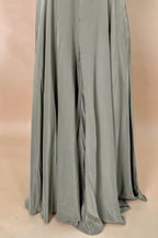 Grey Crepe Silk Cutdana Sequin Worked Crop Top Palazzo Suit