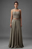 Grey Crepe Silk Cutdana Sequin Worked Crop Top Palazzo Suit
