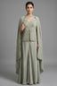 Pista Green Crepe Silk Sequin Beaded Slit Cut Palazzo Suit