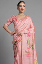 Tussar Silk Digital Floral Printed Saree - silk saree