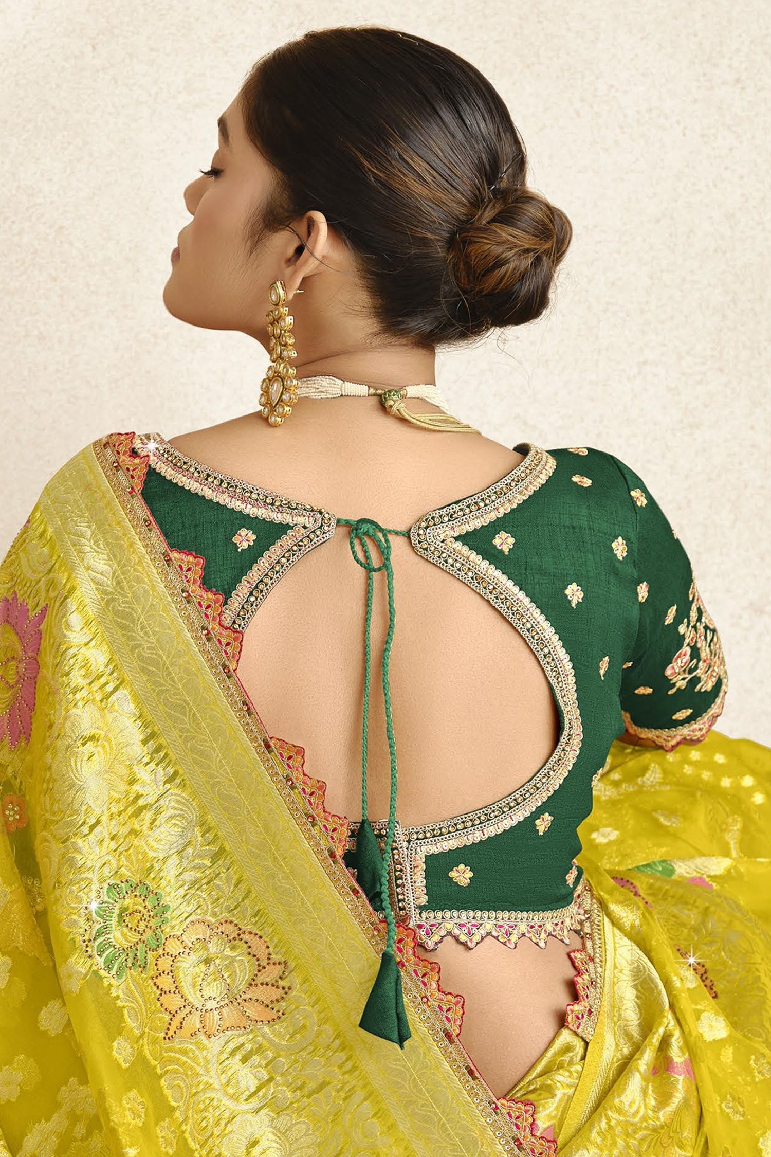 Mustard Silk Woven Saree with Swarovski Work