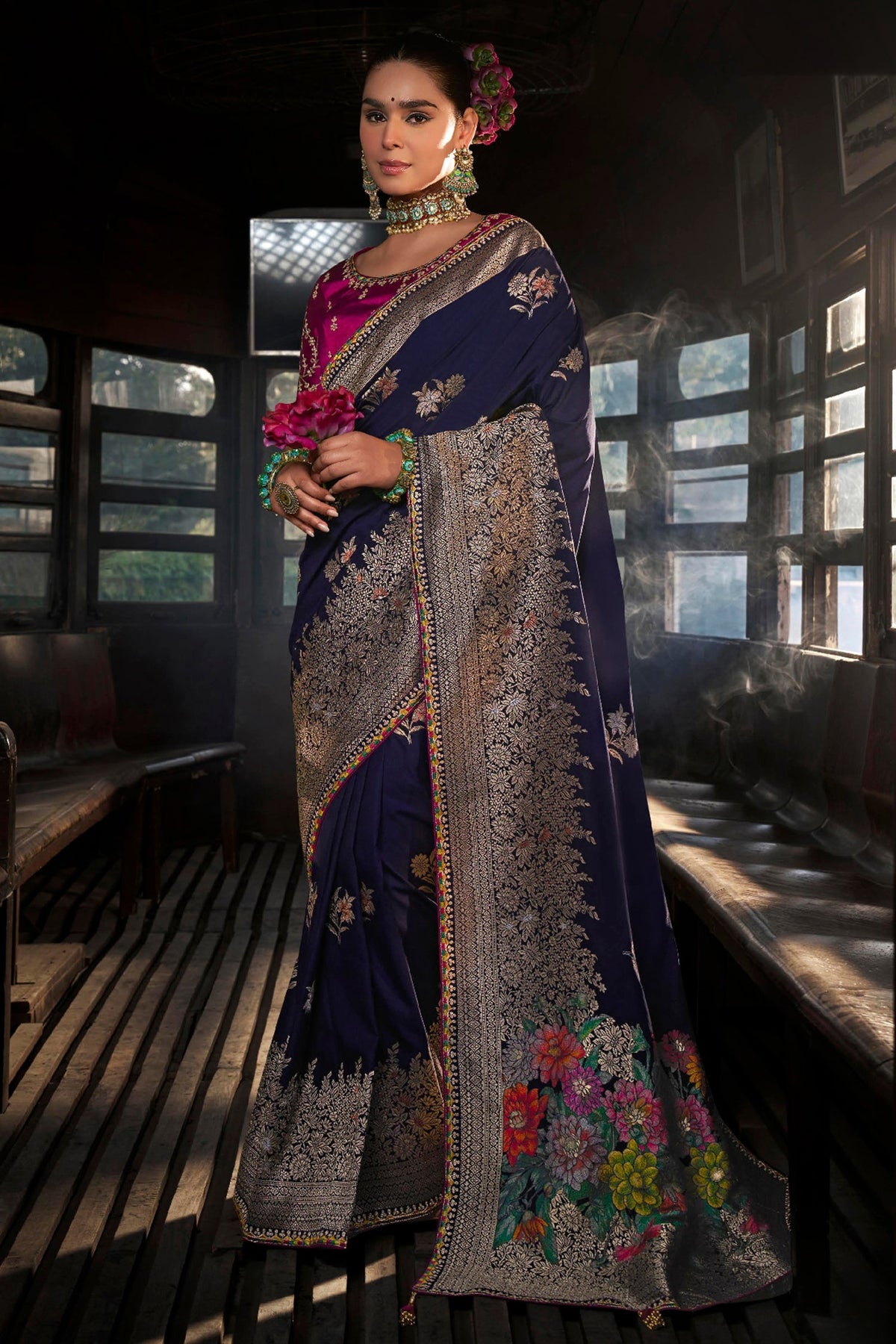 Viscose Silk Floral Woven Saree