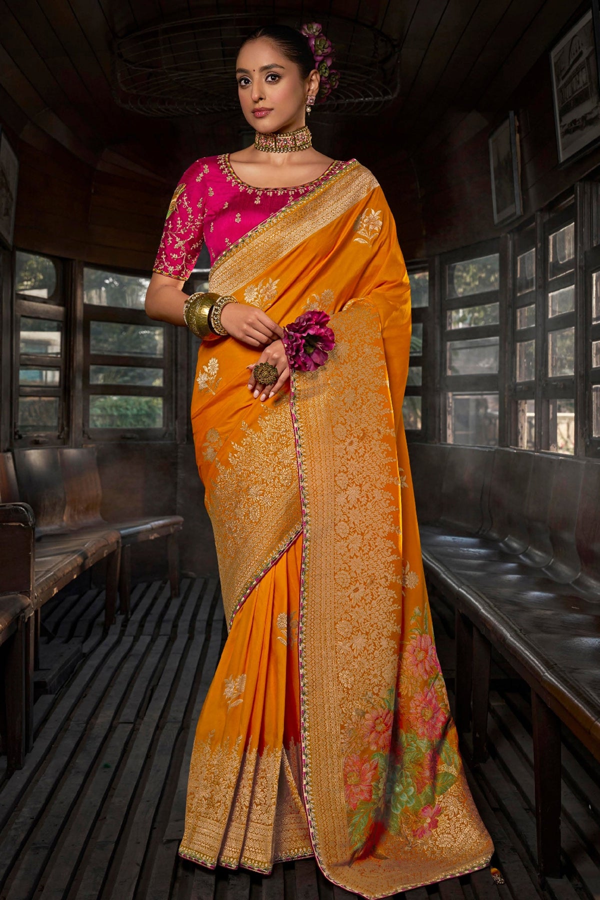 Viscose Silk Floral Woven Saree
