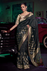 Black Silk Saree with Weaving