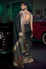 Black Silk Saree with Weaving