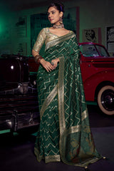 Green Silk Saree with Weaving