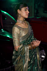 Green Silk Saree with Weaving